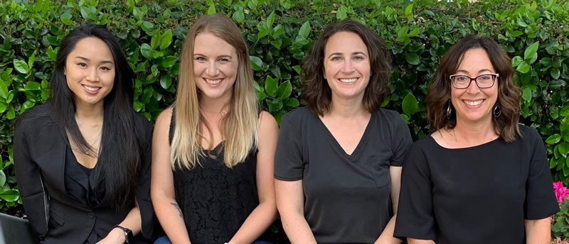 The four assessment center members: May Nguyen is on the outter left, Rebecka Henry and Shelby Zimmerman are in the middle, and to the far right is Stephanie Herlich.