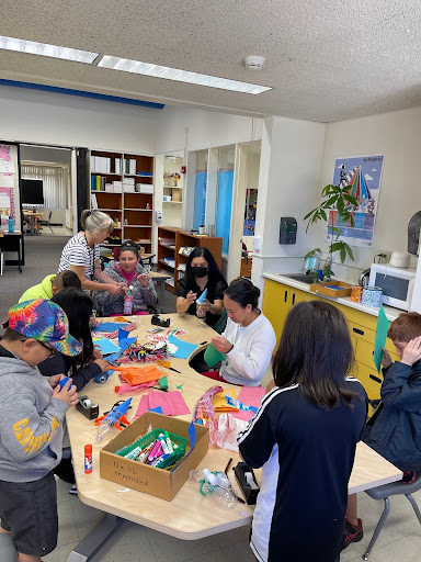 Students doing art and craft activity during summer academies.