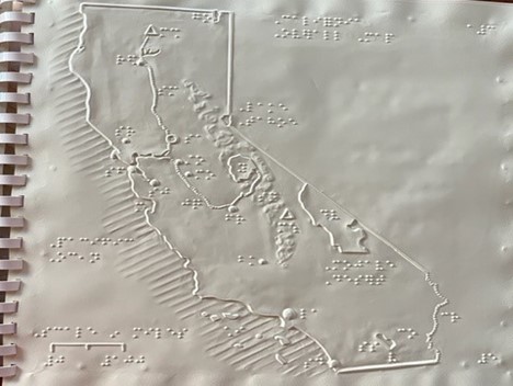 A tactile map of the state of California